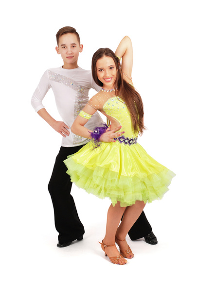少年と少女の社交ダンスを踊る - 写真・画像
