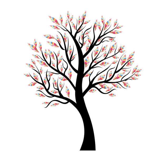 Векторное дерево с разноцветными листьями
 - Вектор,изображение