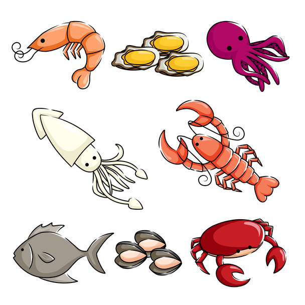 Iconos de animales marinos
 - Vector, Imagen