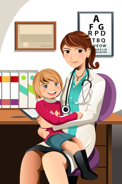 pediatra con niño
 - Vector, imagen