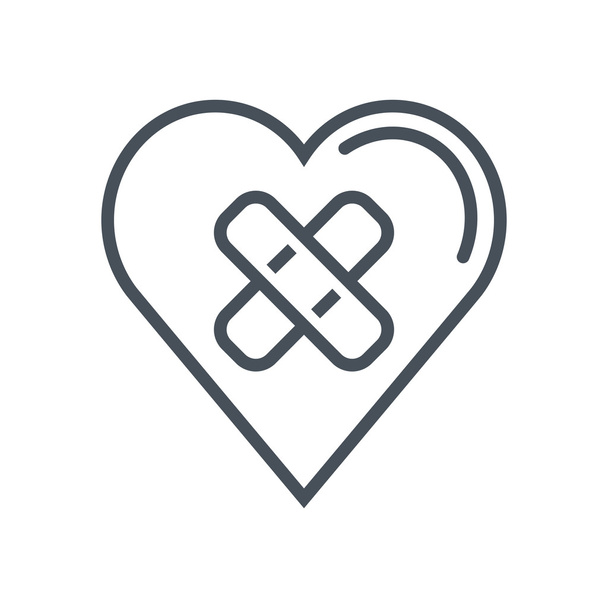 Heart bandage, broken heart icon - Vector, Image