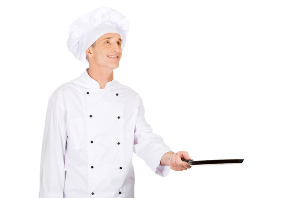 Restaurant chef with frying pan - Φωτογραφία, εικόνα