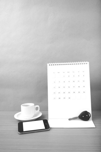 coffee,phone,car key and calendar - Photo, Image