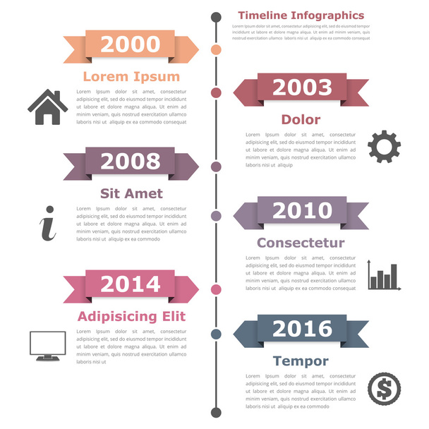 Timeline Infographics Template - Vector, Image
