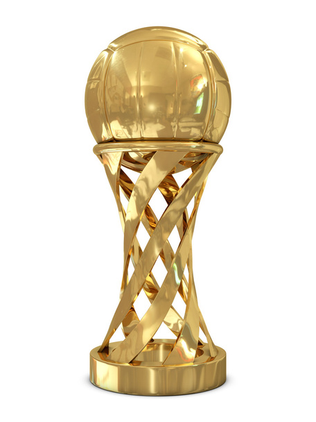 Trofeo de oro con pelota de voleibol
 - Foto, imagen
