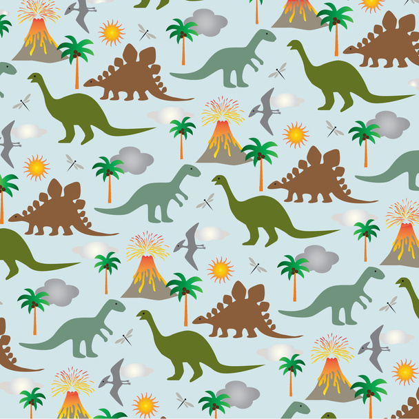 δεινόσαυροι και ηφαίστεια μοτίβο - Διάνυσμα, εικόνα