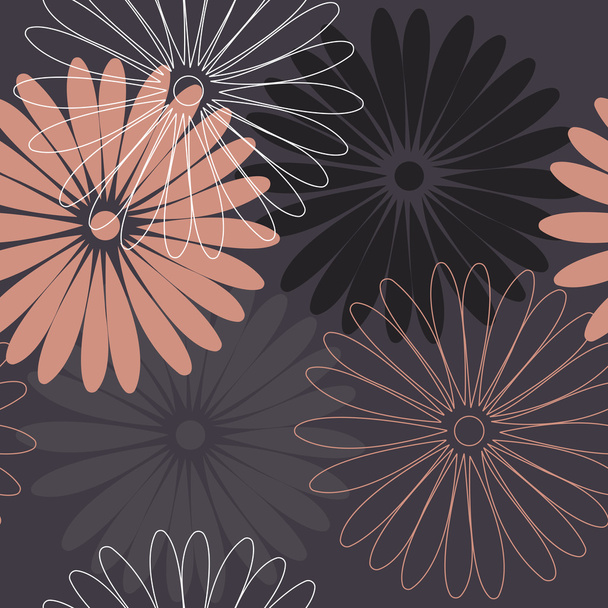 Stylish seamless pattern with chamomile flowers on purple backgr - Wektor, obraz