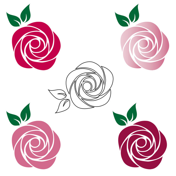 Набор розовых цветов
 - Вектор,изображение
