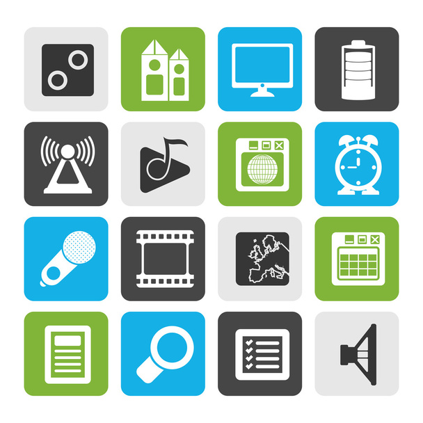 Flat Mobile phone performance, internet and office icons - Vector, Image