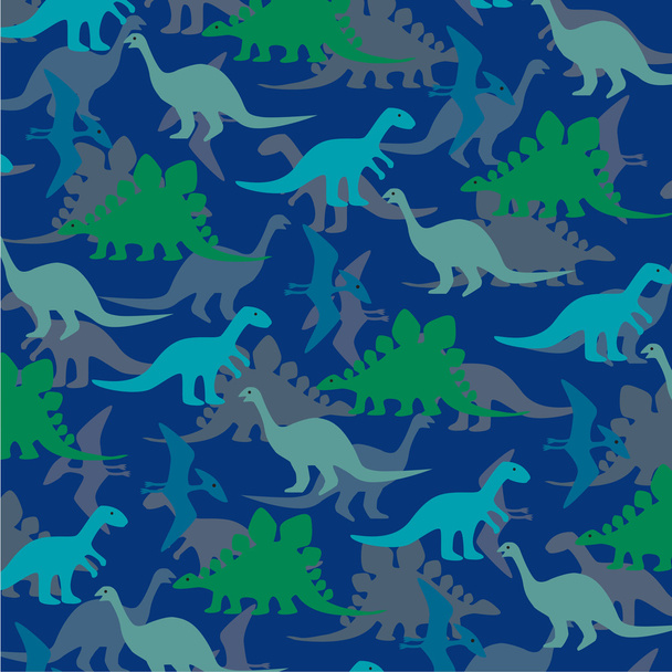 blue and green dinosaurs pattern - Vector, Image