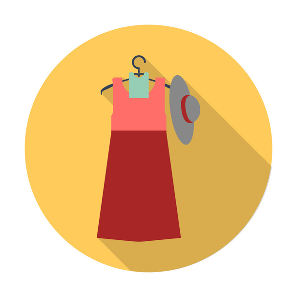 hat, dress flat icon with long shadow for web - Vecteur, image
