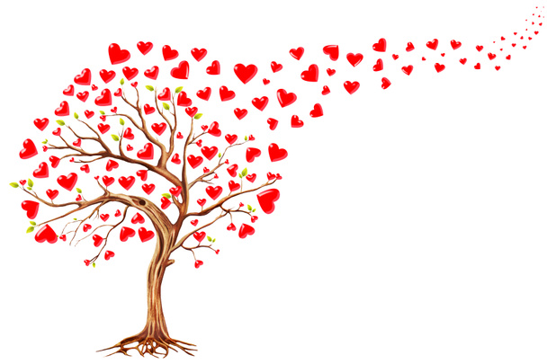 Tree  of hearts, valentines day background,illustration - Photo, Image