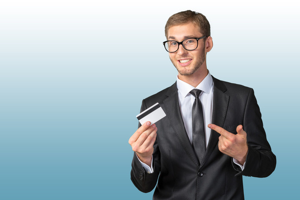 happy  man holding credit card - Photo, Image