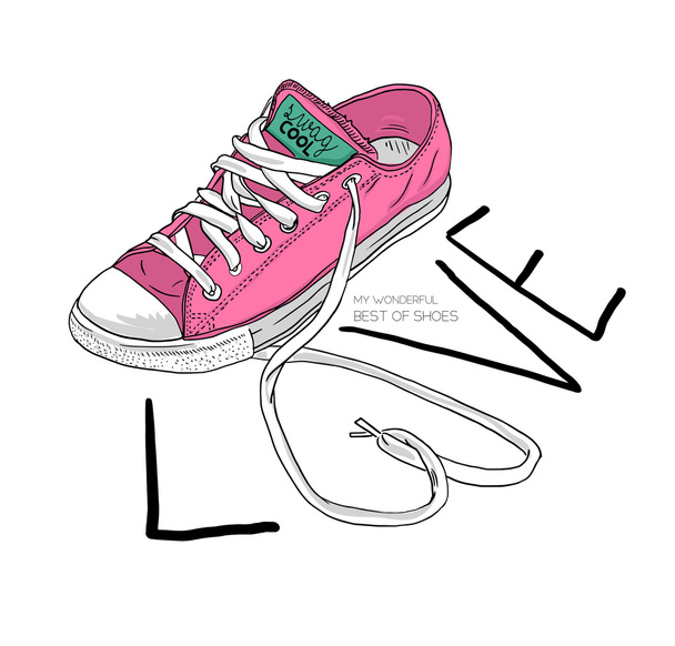 pink shoes with word love - Vector, Image