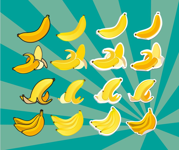 kompletny zestaw bananów - Wektor, obraz