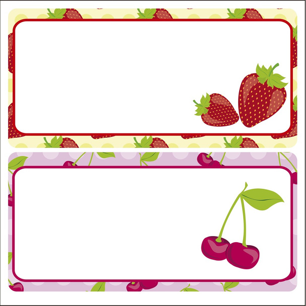 Card strawberries and cherries - Вектор,изображение