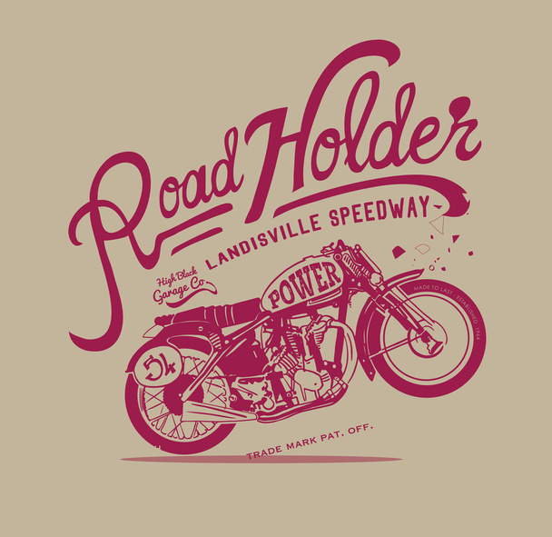 diseño emblema vintage con motocicleta
 - Vector, Imagen