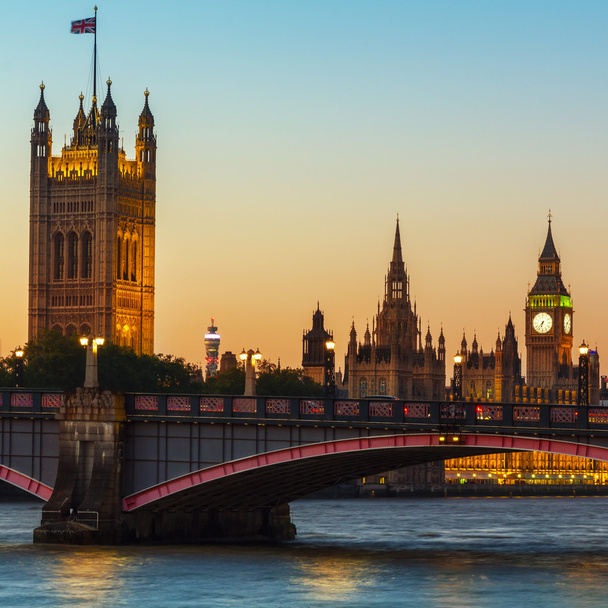  Londra, Big Ben'e ve Parlamento alacakaranlıkta - Fotoğraf, Görsel