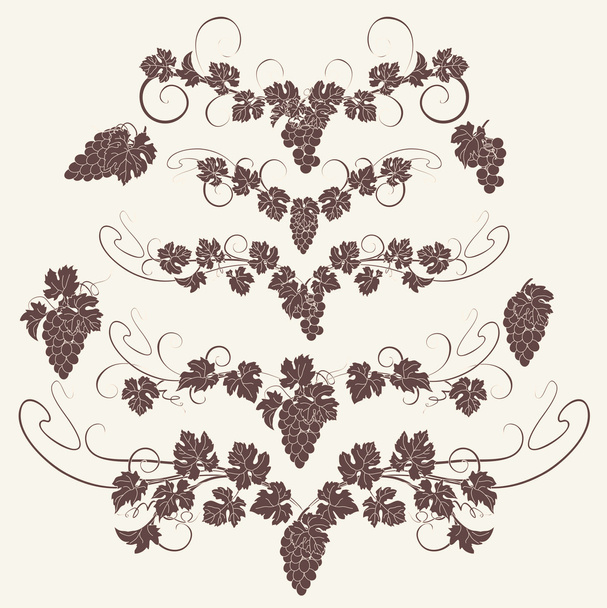 Vector design elements in vintage style with vines. - Vektör, Görsel