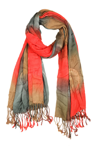 Шелковый шарф. Красный шелковый шарф изолирован на белом фоне
 - Фото, изображение