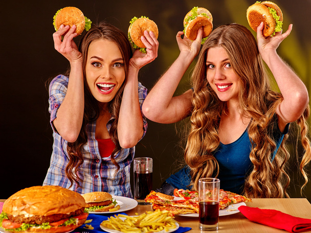 girls eating fastfood - Photo, Image