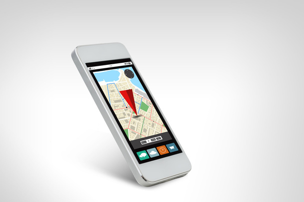 smarthphone bianco con mappa del navigatore gps sullo schermo
 - Foto, immagini