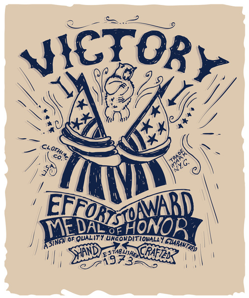 emblema de la victoria con banderas americanas
 - Vector, Imagen