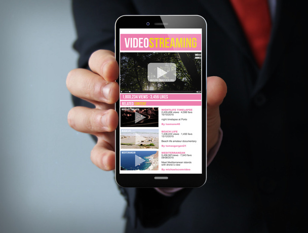 video streaming businessman smartphone - Foto, Imagem