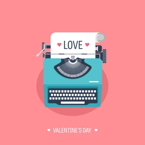 Carte Saint-Valentin avec machine à écrire
 - Vecteur, image