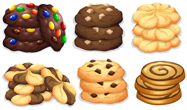 Different flavour of cookies - Vector, Image