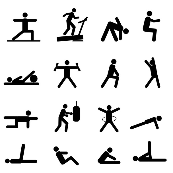 Iconos de fitness y ejercicio
 - Vector, Imagen