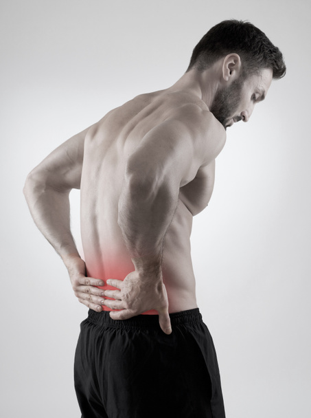 Біль у спині, сірий фон
 - Фото, зображення