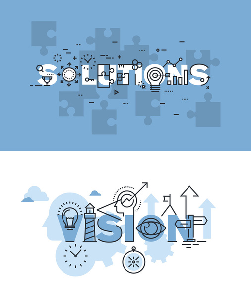 Ensemble de concepts modernes d'illustration vectorielle de solutions de mots et de vision
 - Vecteur, image