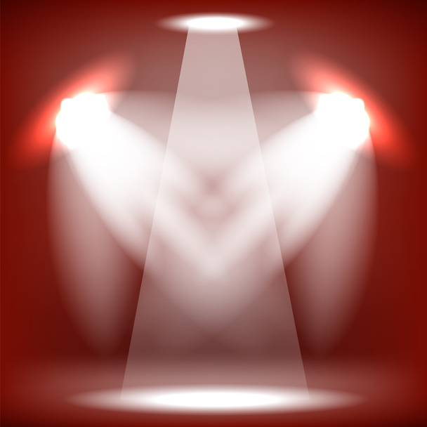 Szakaszban reflektorfénybe piros háttér - Vektor, kép