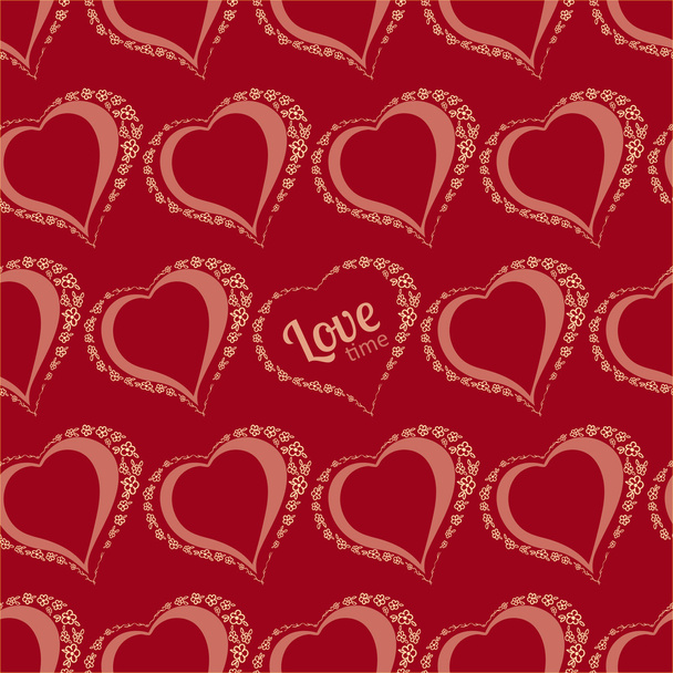 Vector seamless background with polka dots and hearts. - Vektor, obrázek