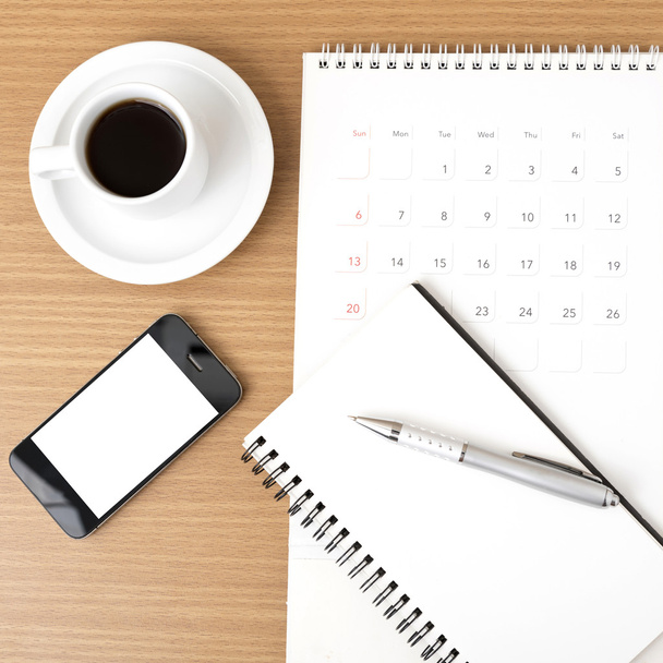 coffee,phone,notepad and calendar - Zdjęcie, obraz