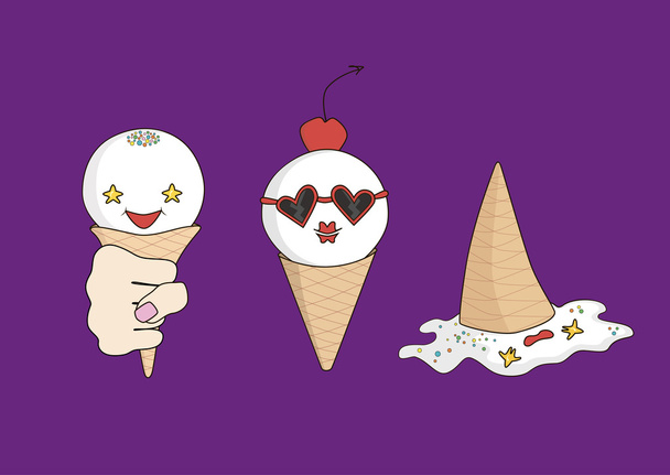 ice cream characters melted ice cream - Vector, Image
