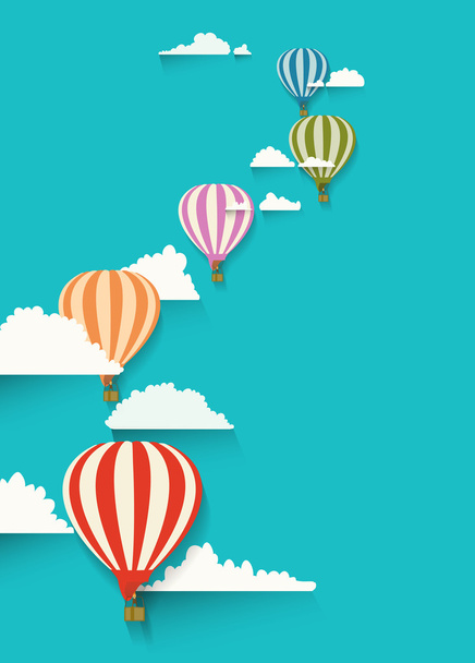 hot air balloons in the clouds background. flat vector illustrat - ベクター画像