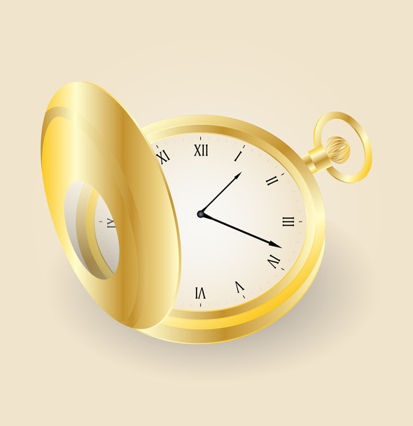 vektorové zlaté kapesní hodinky velmi detailní - Vektor, obrázek