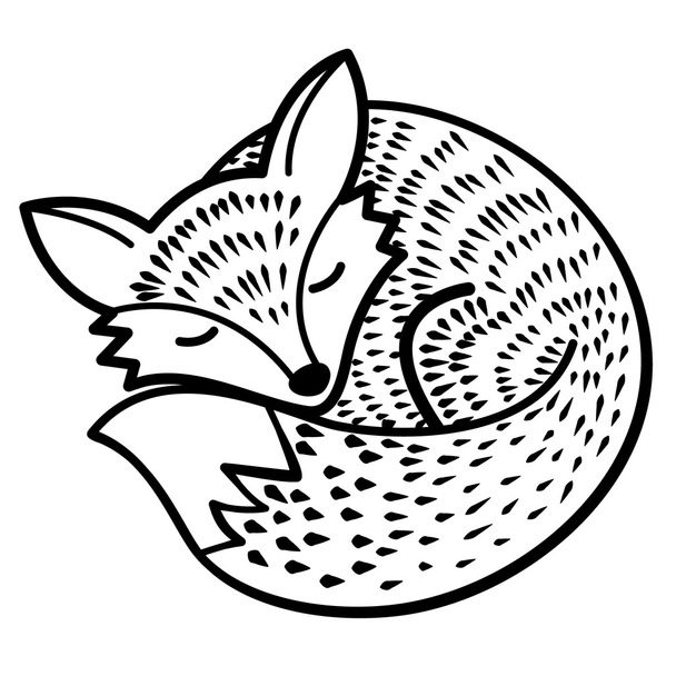 Zwart-wit fox - Vector, afbeelding