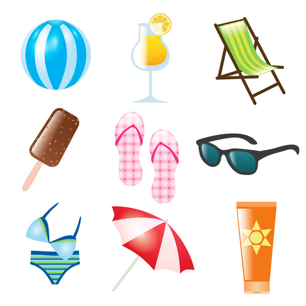 Summer icons - Vecteur, image