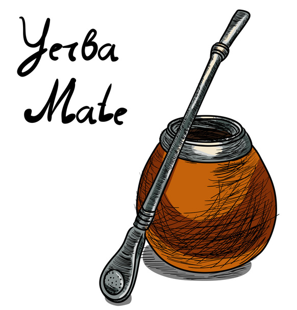 A calabash with a bombilla - Vector, Image