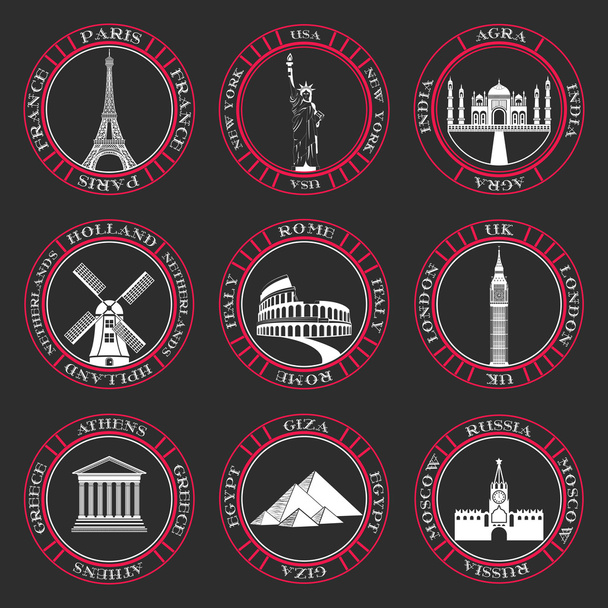 Set Vector Icons of Travel and Sightseeing - Vector, Image
