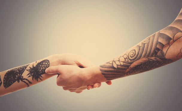 Man's hands with tattoo  - Photo, Image