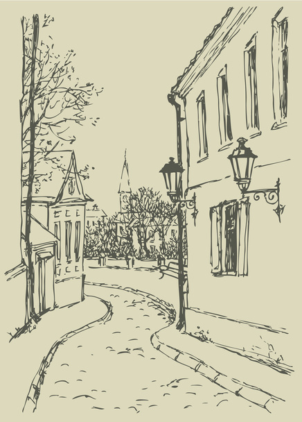 ベクトルの風景です。旧市街の狭い通り - ベクター画像