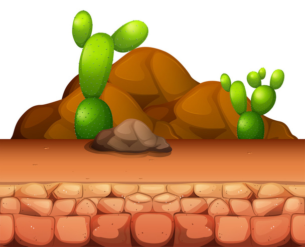 Кактус растет в пустыне
 - Вектор,изображение