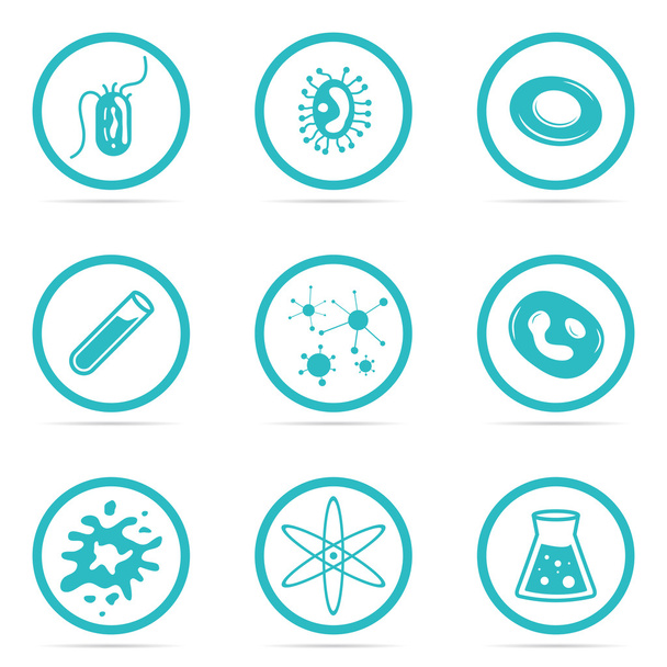 Set de iconos Bacterias de células útiles y dañinas
 - Vector, imagen