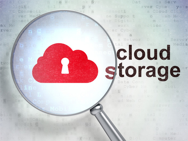 Cloud computing käsite: Cloud avaimenreikä ja Cloud Storage optisella lasilla
 - Valokuva, kuva