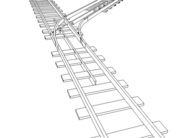 Vector 3d railway, railroad track silhouette - Vector, Image