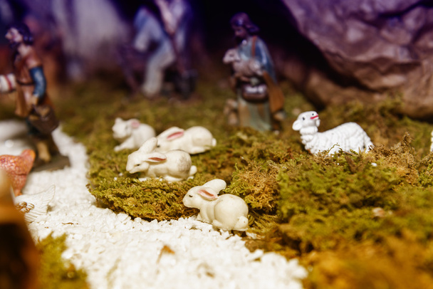 christmas ornamental Rabbits in grass - Foto, immagini